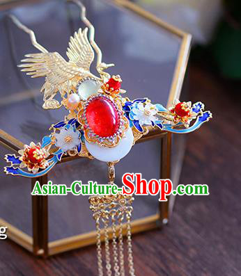 Ancient Chinese Handmade Hair Accessories Xiuhe Suit Hair Clip Blueing Phoenix Hairpins for Women