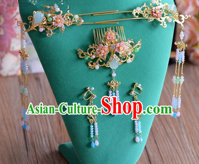 Ancient Chinese Handmade Traditional Hair Accessories Hairpins Hair Combs Complete Set for Women