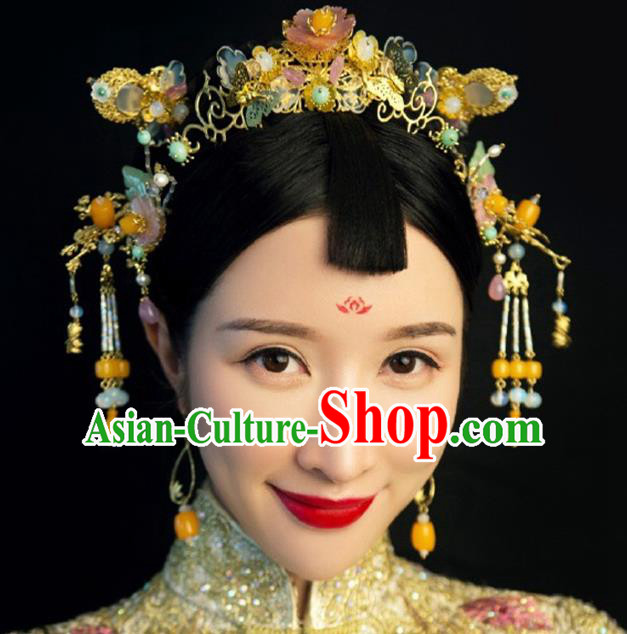 Ancient Chinese Handmade Classical Hair Accessories Hair Clips Xiuhe Suit Hairpins Complete Set for Women