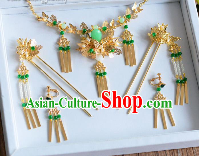 Ancient Chinese Handmade Classical Hair Accessories Hairpins Hair Clasp Tassel Step Shake Complete Set for Women