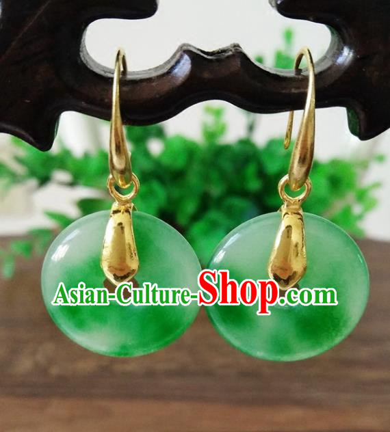 Top Grade Chinese Handmade Wedding Accessories Jade Eardrop Hanfu Earrings for Women