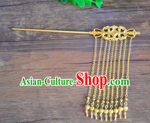 Ancient Chinese Handmade Hair Accessories Classical Hairpins Golden Tassel Hair Clip for Women