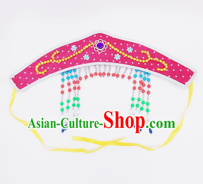 Traditional Chinese Mongol Nationality Pink Headband, Mongolian Minority Hair Accessories Dance Headwear for Kids