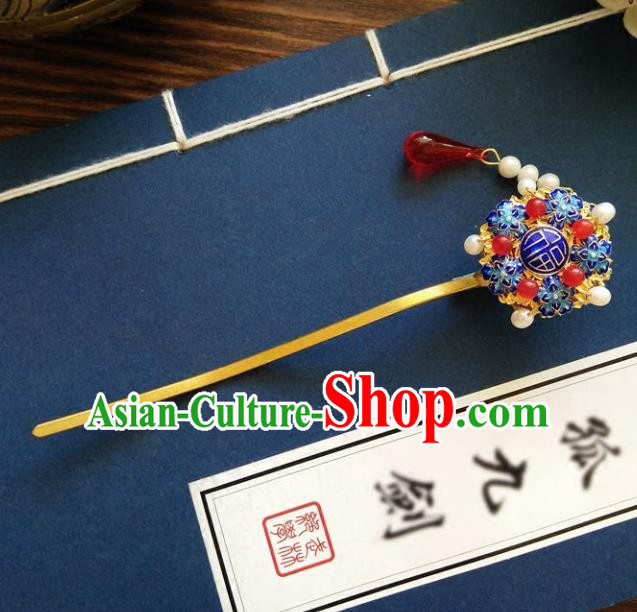 Chinese Ancient Hair Accessories Hanfu Hairpins Handmade Cloisonne Hair Clip for Women