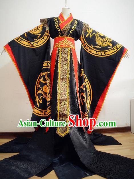 Chinese Ancient Cosplay King Costume Han Dynasty Emperor Embroidered Dragons Clothing for Men