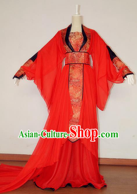 Chinese Ancient Cosplay Fairy Red Costume Tang Dynasty Imperial Consort Hanfu Dress for Women