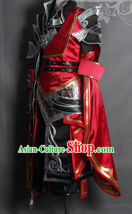 Chinese Ancient Cosplay Warrior Costume Nobility Childe Swordsman Body Armour and Boots for Men