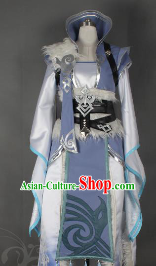 Chinese Traditional Ancient Female Blade Clothing Cosplay Swordswoman Lilac Costume for Women
