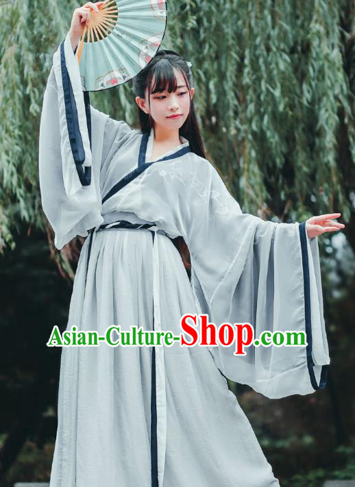Chinese Traditional Ancient Nobility Lady Clothing Jin Dynasty Scholar Hanfu Dress for Women