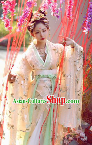Chinese Ancient Cosplay Imperial Concubine Embroidered Costume Tang Dynasty Princess Hanfu Dress for Women