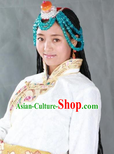 Chinese Zang Nationality Handmade Hair Accessories Tibetan Minority Headwear for Women