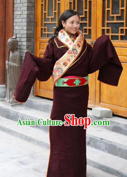 Chinese Traditional Minority Dance Costume Tibetan Robe Zang Nationality Clothing for Women