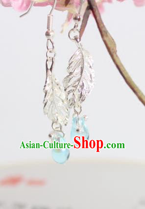 Chinese Ancient Handmade Earrings Accessories Hanfu Leaf Eardrop for Women
