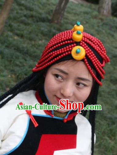 Chinese Zang Nationality Handmade Hair Accessories Tibetan Minority Beads Headwear for Women