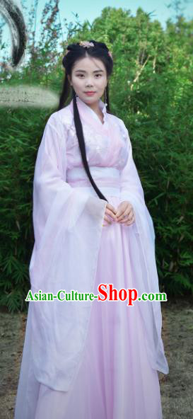 Chinese Traditional Han Dynasty Princess Pink Hanfu Dress Ancient Fairy Clothing for Women