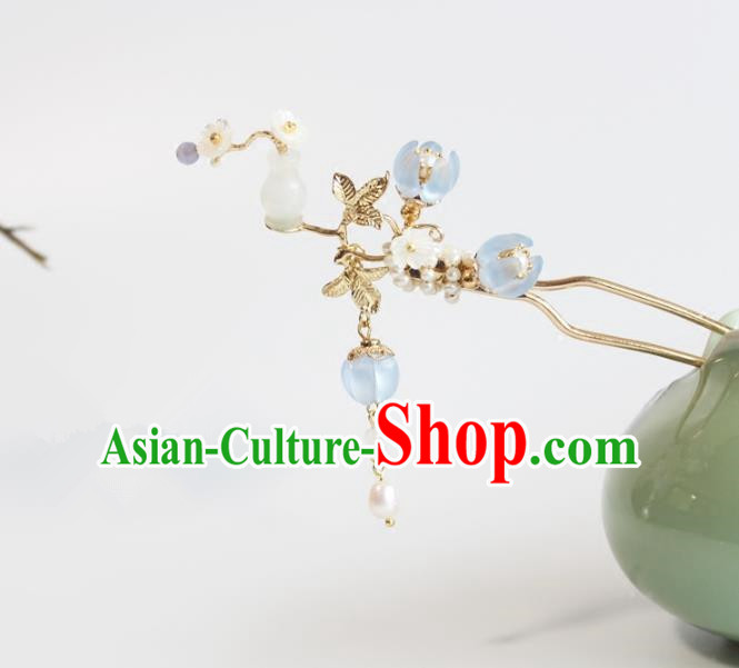 Chinese Ancient Handmade Palace Jade Vase Hair Clip Hair Accessories Hanfu Hairpins for Women
