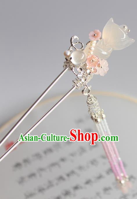 Chinese Ancient Handmade Palace Jade Fox Hair Clip Hair Accessories Hanfu Hairpins for Women