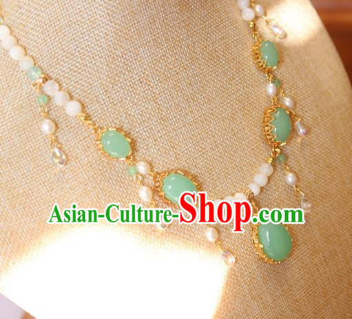 Chinese Ancient Handmade Jade Necklace Accessories Hanfu Necklet for Women