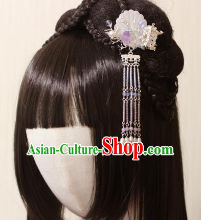Chinese Ancient Handmade Shell Tassel Hair Claw Hair Accessories Hanfu Hairpins for Women