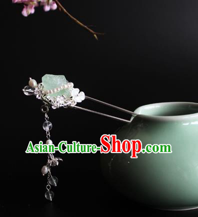 Chinese Ancient Handmade Green Fluorite Hair Claw Hair Accessories Hanfu Hairpins for Women
