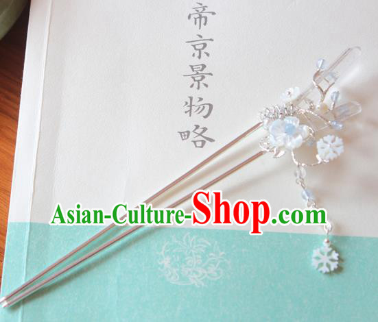 Chinese Ancient Handmade Crystal Hair Clip Tassel Step Shake Hair Accessories Hanfu Hairpins for Women