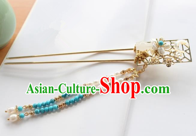 Chinese Ancient Handmade Hair Clip Hair Accessories Hanfu Plum Blossom Moon Hairpins for Women