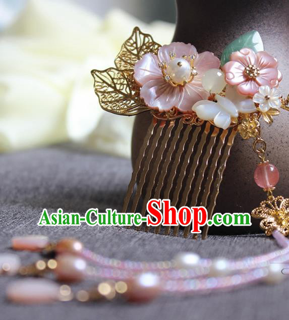Chinese Ancient Handmade Tassel Hair Comb Classical Hair Accessories Hanfu Hairpins for Women
