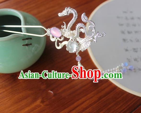 Chinese Ancient Handmade Classical Dragon Hair Clip Hair Accessories Hanfu Hairpins for Women