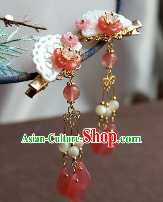 Chinese Ancient Handmade Shell Tassel Hair Stick Classical Hair Accessories Hanfu Hairpins for Women