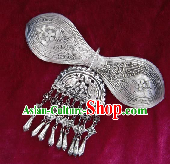 Chinese Traditional Miao Nationality Hair Accessories Hair Stick, Hmong Sliver Hairpins Headwear for Women