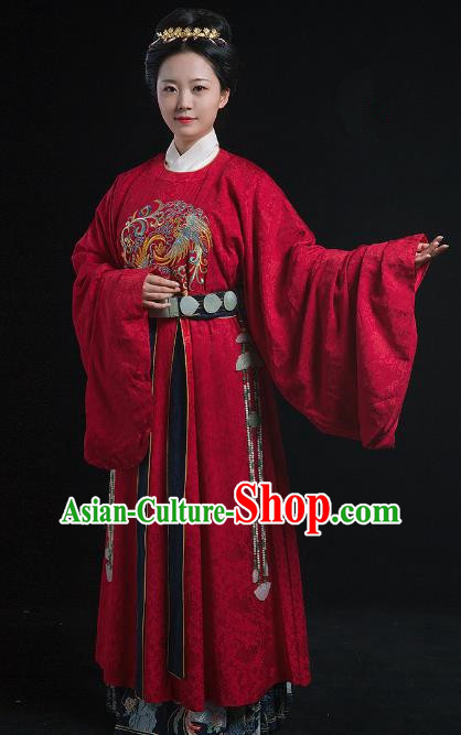 Traditional Chinese Ancient Ming Dynasty Empress Embroidered Costume Queen Hanfu Dress for Women