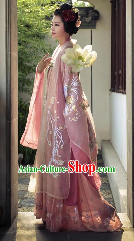 Traditional Chinese Tang Dynasty Imperial Consort Embroidered Costume Ancient Imperial Concubine Hanfu Dress for Women