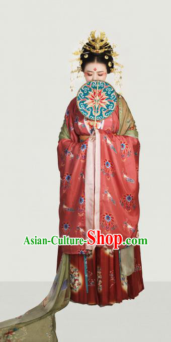 Chinese Tang Dynasty Queen Embroidered Costume Traditional Ancient Imperial Empress Hanfu Dress for Women