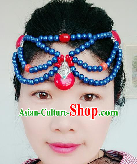Chinese Traditional Mongol Stage Performance Hair Accessories, Mongolian Folk Dance Hair Clasp Headwear for Women