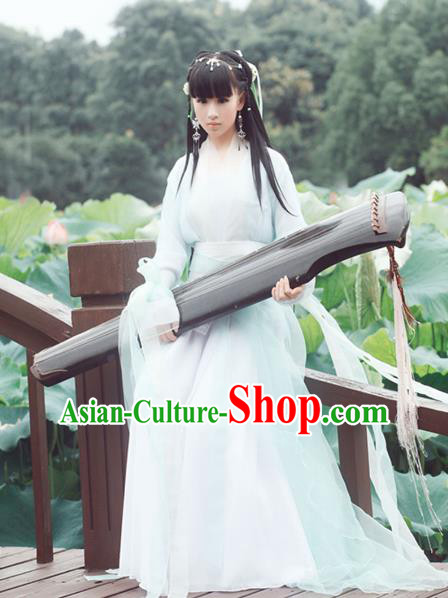 Chinese Ancient Princess Hanfu Dress Jin Dynasty Television Drama Swordswoman Costumes Complete Set