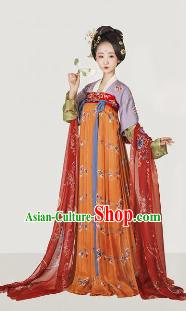 Chinese Ancient Maidenform Hanfu Dress Tang Dynasty Palace Lady Embroidered Costumes for Women