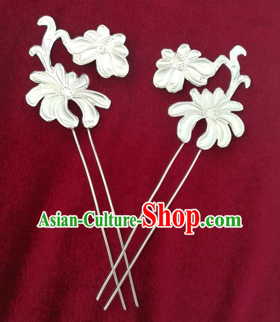 Traditional Chinese Miao Nationality Hair Clips Hanfu Sliver Hairpins Hair Accessories for Women