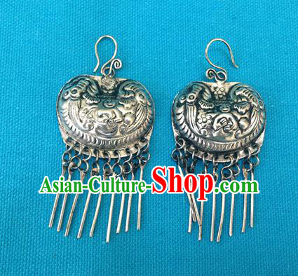 Chinese Traditional Ornaments Accessories Ancient Miao Minority Sliver Earrings for Women