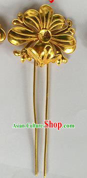 Chinese Traditional Miao Nationality Hair Clip Hair Accessories Golden Flower Hairpins Headwear for Women