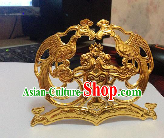 Traditional Chinese Miao Nationality Golden Phoenix Coronet Hanfu Hairpins Hair Accessories for Women