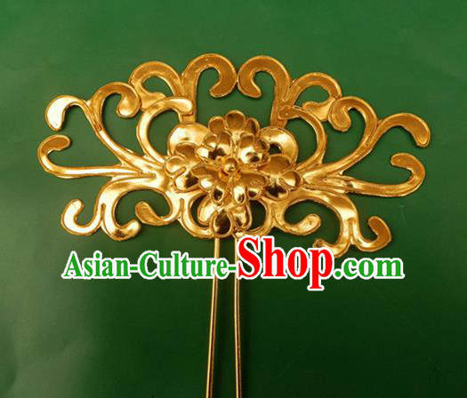 Traditional Chinese Miao Nationality Golden Chrysanthemum Hanfu Hairpins Hair Accessories for Women