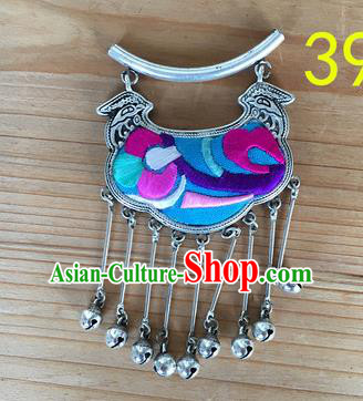 Chinese Traditional Miao Sliver Ornaments Accessories Longevity Lock Necklace Pendant for Women