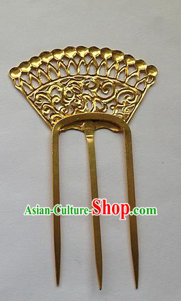 Traditional Chinese Miao Nationality Wedding Hair Clip Golden Hairpins Hair Accessories for Women