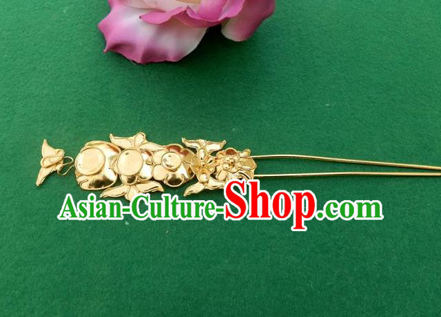Traditional Chinese Miao Nationality Hair Accessories Golden Hairpins Hair Clip for Women