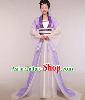 Traditional Chinese Ancient Fairy Costume Tang Dynasty Princess Purple Hanfu Dress for Women