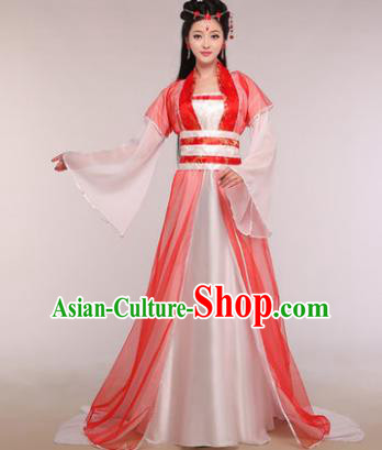 Traditional Chinese Ancient Fairy Costume Tang Dynasty Princess Red Hanfu Dress for Women