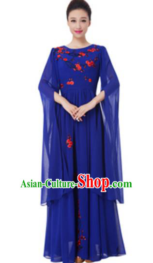 Top Grade Chorus Group Choir Embroidered Royalblue Full Dress, Compere Stage Performance Modern Dance Costume for Women