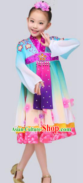 Traditional Chinese Nationality Dance Dress, China Koreans Minority Folk Dance Ethnic Costume for Kids