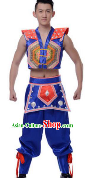 Traditional Chinese Yi Nationality Male Clothing, Chinese Yi Ethnic Dance Costume for Men