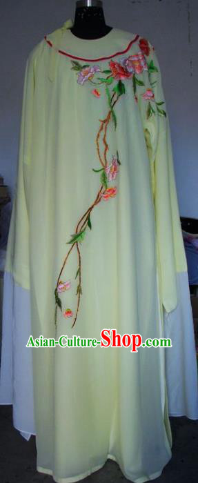 Chinese Traditional Beijing Opera Scholar Costumes Niche Embroidered Peony Yellow Robe for Adults